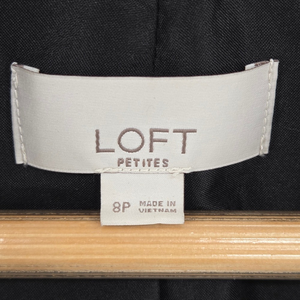 LOFT Petites Houndstooth Blazer Jacket 8P Black White Wool Blend Coat - Picture 5 of 9